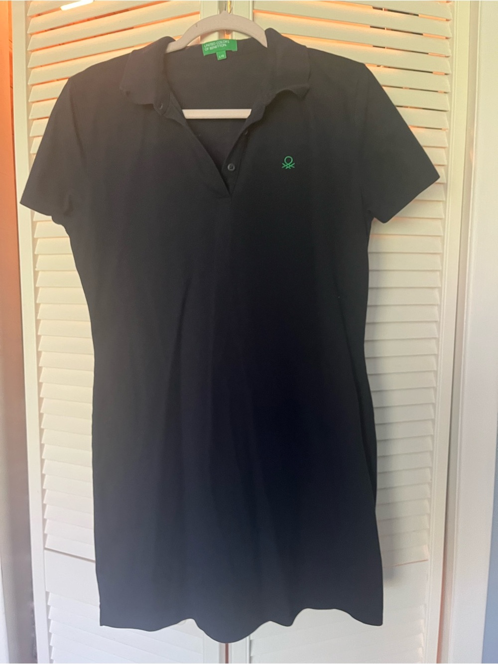 Dark blue Polo Shirt Dress with Green Logo